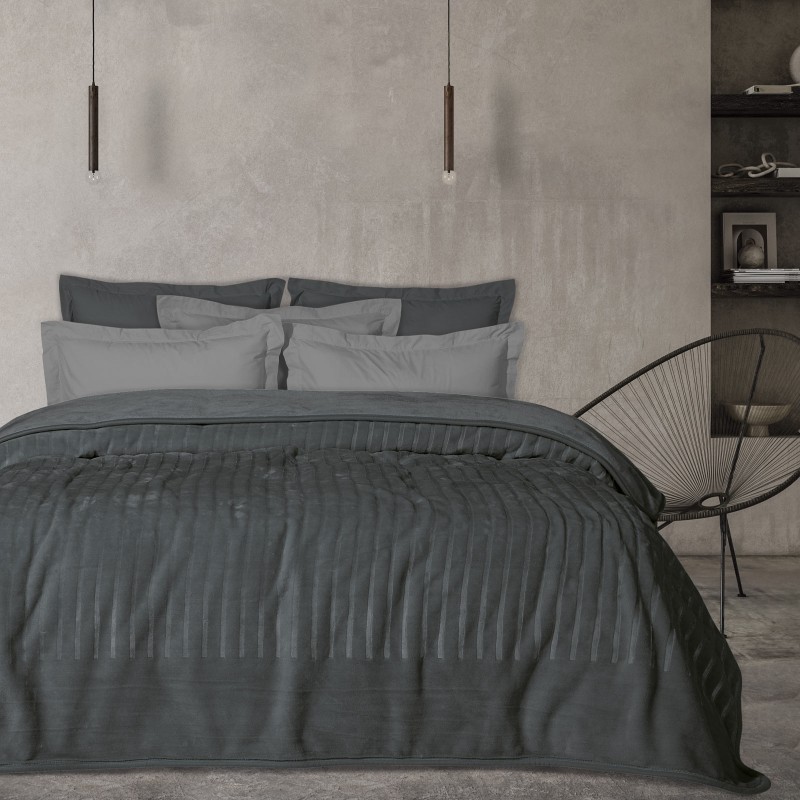 DAS HOME ΚΟΥΒΕΡΤΑ VELOUR ΥΠΕΡΔΙΠΛΗ 1349 DARK GREY