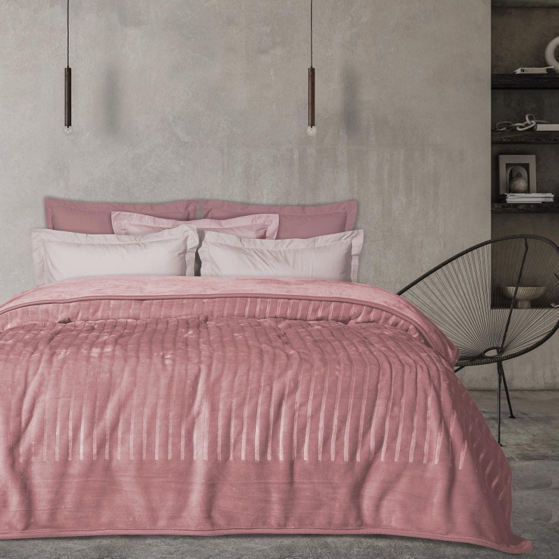 DAS HOME ΚΟΥΒΕΡΤΑ VELOUR ΥΠΕΡΔΙΠΛΗ 1352 PINK