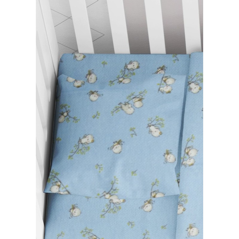 ΜΑΞΙΛΑΡΟΘΗΚΗ ΕΜΠΡΙΜΕ bebe Birds 14 35X45 Sky blue Flannel cotton 100%