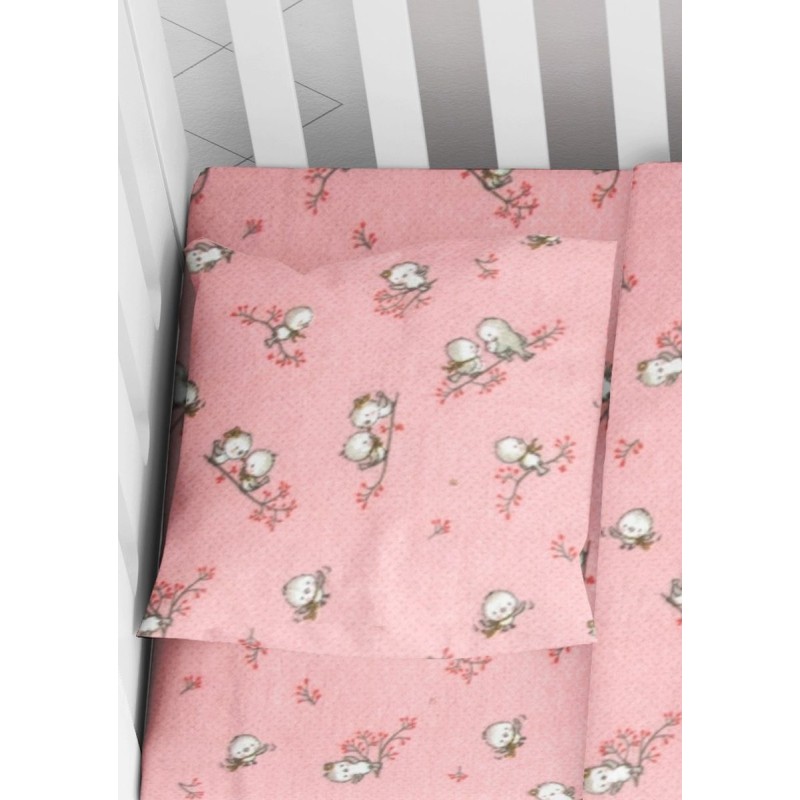 ΜΑΞΙΛΑΡΟΘΗΚΗ ΕΜΠΡΙΜΕ bebe Birds 15 35X45 Pink Flannel cotton 100%