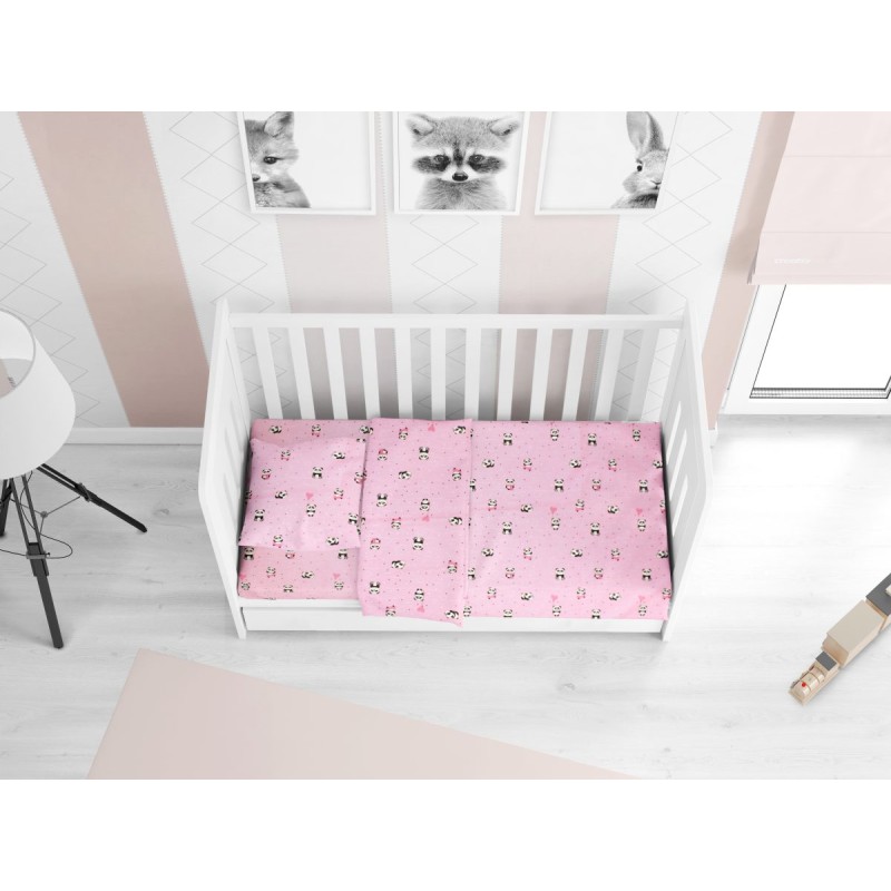 ΠΑΠΛΩΜΑ ΕΜΠΡΙΜΕ bebe PANDA 111 120X160 Pink Cotton 100%