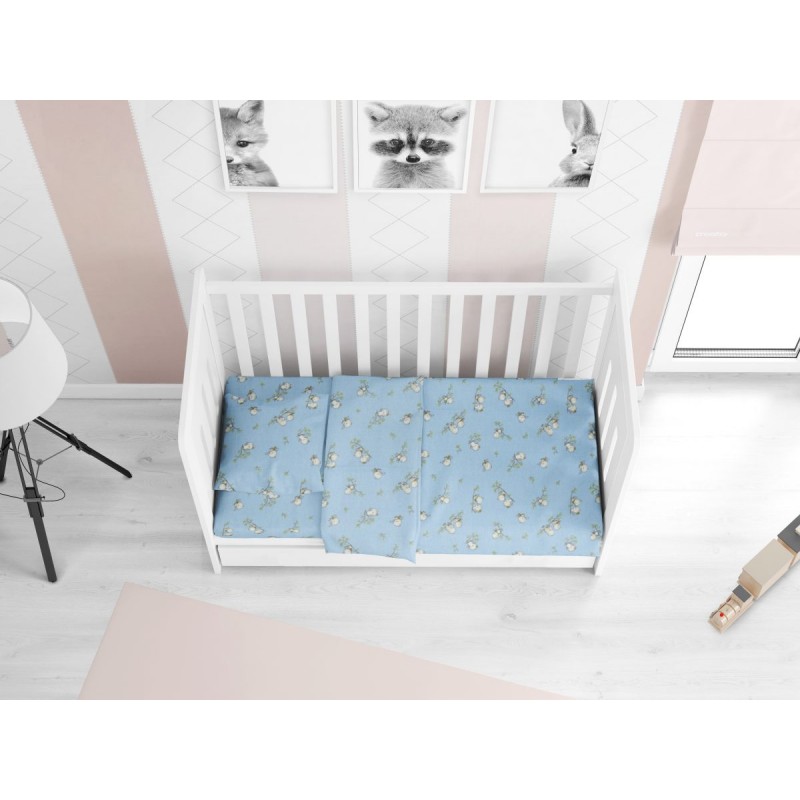 ΠΑΠΛΩΜΑ ΕΜΠΡΙΜΕ bebe Birds 14 120X160 Sky blue Flannel cotton 100%