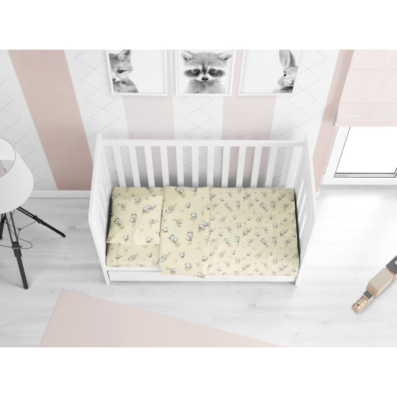 ΠΑΠΛΩΜΑ ΕΜΠΡΙΜΕ bebe Birds 16 120X160 Ecru Flannel cotton 100%