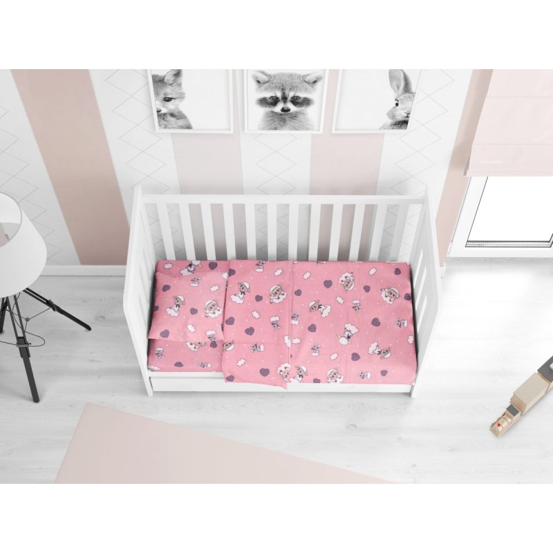 ΠΑΠΛΩΜΑΤΟΘΗΚΗ ΕΜΠΡΙΜΕ bebe Προβατάκι 05 120Χ160 Pink Flannel cotton 100%