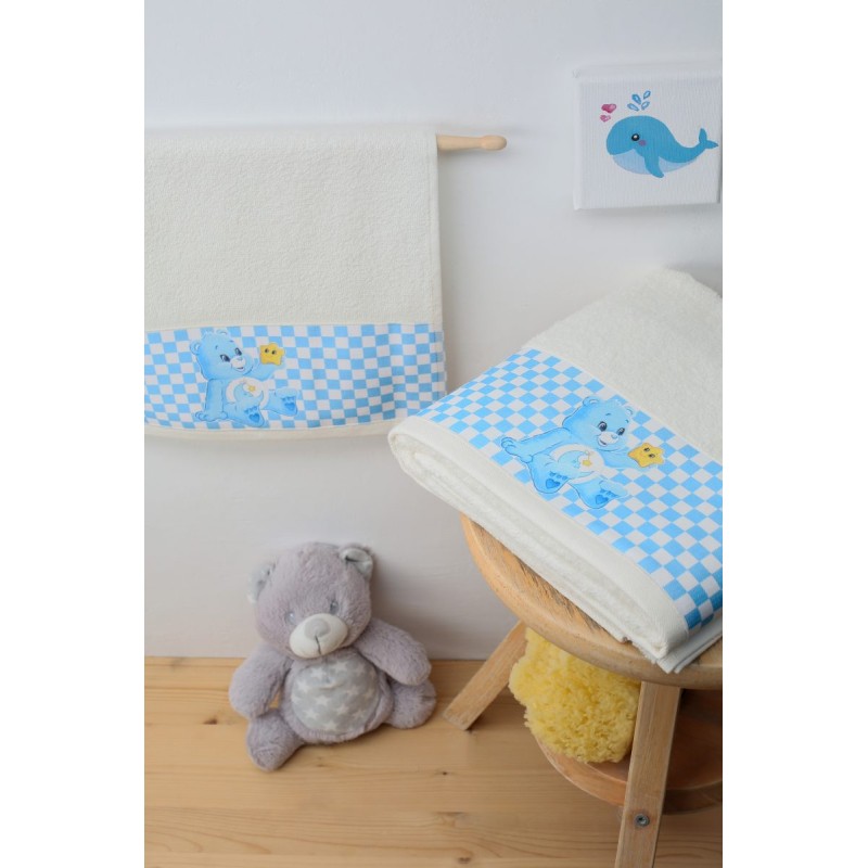 ΠΕΤΣΕΤΑ ΜΕ ΨΗΦΙΑΚΗ ΕΚΤΥΠΩΣΗ ΣΕΤ 2 τεμ bebe Baby Bear 82 30X50,70X140 ΕΚΡΟΥ Cotton 100%