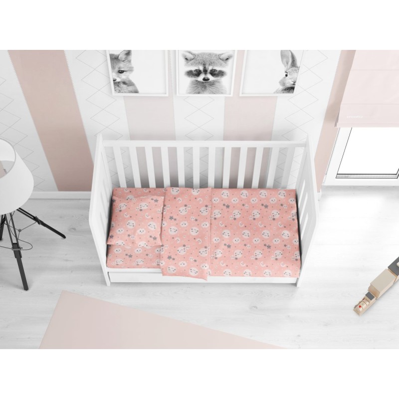 ΚΑΤΩΣΕΝΤΟΝΟ ΜΕ ΛΑΣΤΙΧΟ bebe Smile 82 0,70X1,40X0,15 Coral Cotton 100%