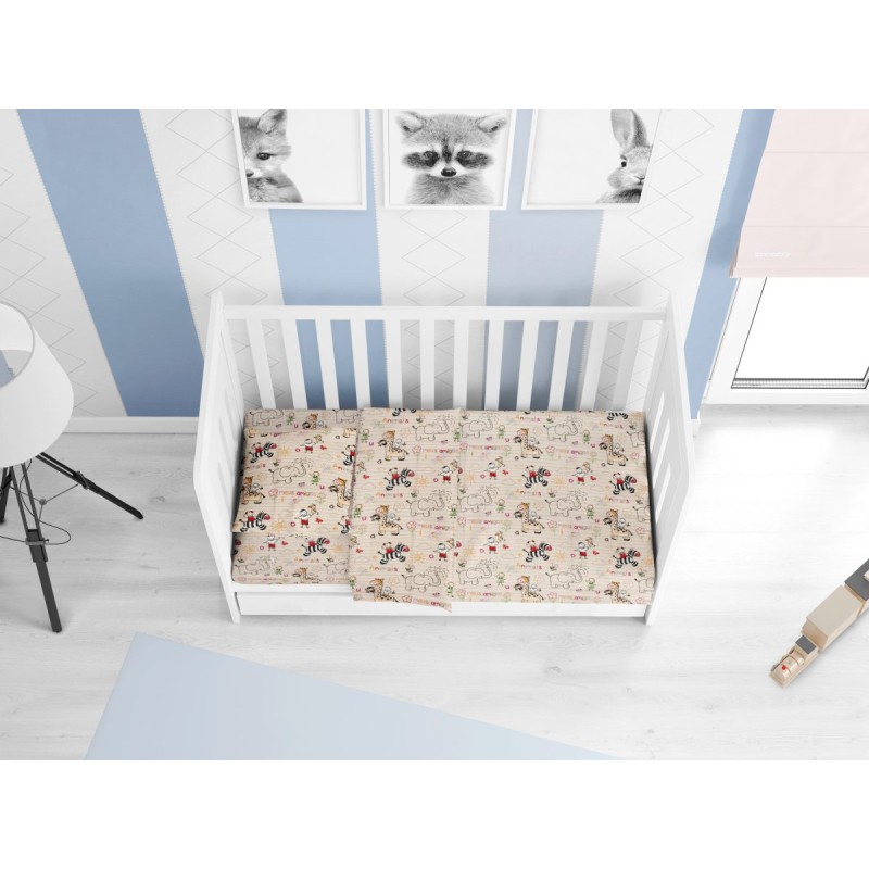 ΚΑΤΩΣΕΝΤΟΝΟ ΜΕ ΛΑΣΤΙΧΟ bebe Africa 145 0,70X1,40X0,15 Beige Flannel Cotton 100%