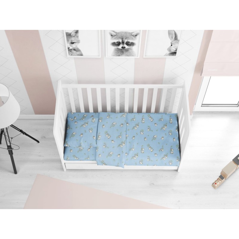 ΚΑΤΩΣΕΝΤΟΝΟ ΜΕ ΛΑΣΤΙΧΟ bebe Birds 14 0,70X1,40X0,15 Sky blue Flannel cotton 100%