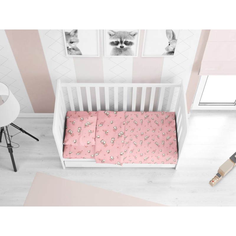 ΚΑΤΩΣΕΝΤΟΝΟ ΜΕ ΛΑΣΤΙΧΟ bebe Birds 15 0,70X1,40X0,15 Pink Flannel cotton 100%