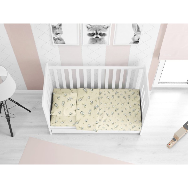 ΚΑΤΩΣΕΝΤΟΝΟ ΜΕ ΛΑΣΤΙΧΟ bebe Birds 16 0,70X1,40X0,15 Ecru Flannel cotton 100%