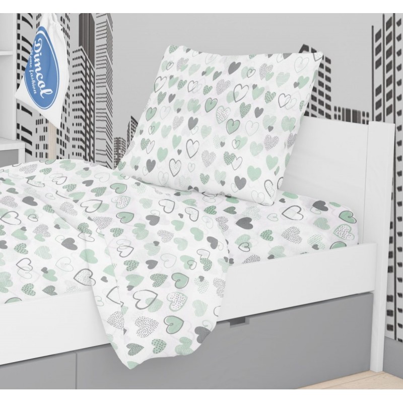 ΜΑΞΙΛΑΡΟΘΗΚΗ ΕΜΠΡΙΜΕ kids Hearts 10 50X70 Green Cotton 100%