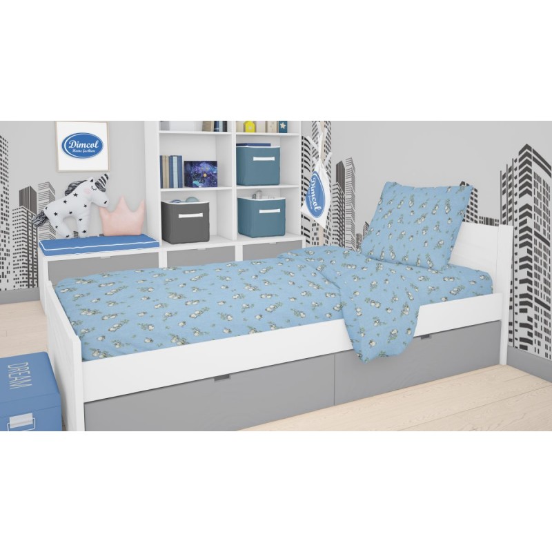 ΣΕΝΤΟΝΙΑ ΕΜΠΡΙΜΕ ΣΕΤ 3 τεμ kids Birds 14 160Χ240 Sky blue Flannel cotton 100%