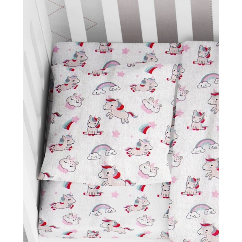 ΜΑΞΙΛΑΡΟΘΗΚΗ ΕΜΠΡΙΜΕ bebe Unicorn 108 35X45 White-Pink Cotton 100%