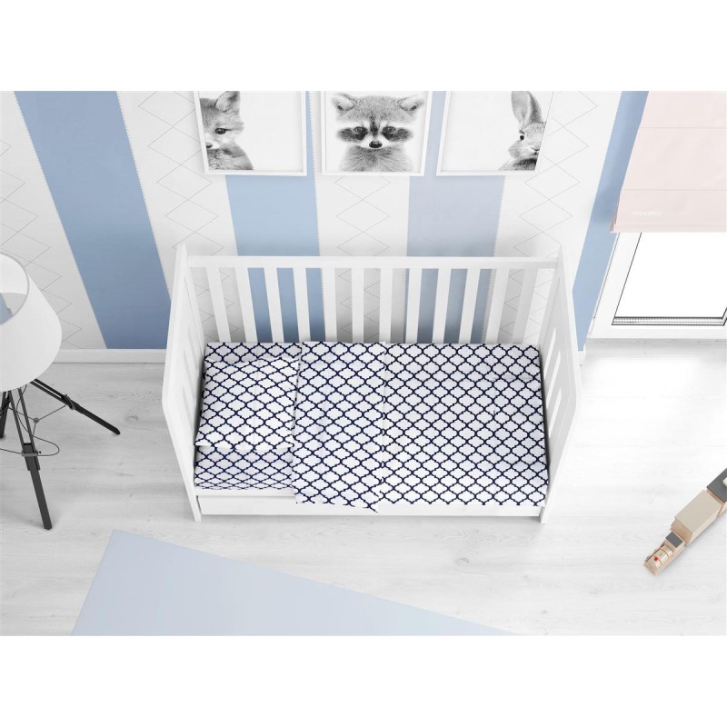 ΚΑΤΩΣΕΝΤΟΝΟ ΜΕ ΛΑΣΤΙΧΟ bebe Windows 176 0,70X1,40X0,15 White-Dark blue Cotton 100%