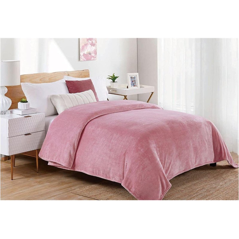 ΚΟΥΒΕΡΤΑ CORAL FLEECE Polyester 220X240 Μονόχρωμη 01 Cashmere Pink