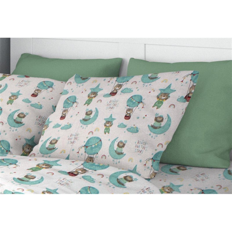 ΜΑΞΙΛΑΡΟΘΗΚΗ ΕΜΠΡΙΜΕ kids Reach the stars 192 50X70 Green Cotton 100%