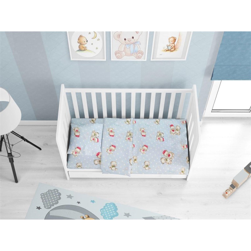 ΚΑΤΩΣΕΝΤΟΝΟ ΜΕ ΛΑΣΤΙΧΟ bebe Two Lovely Bears 64 0,70X1,40X0,15 Blue Cotton 100%