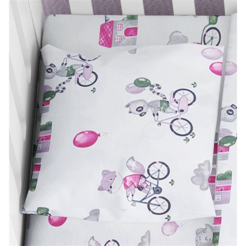 ΜΑΞΙΛΑΡΟΘΗΚΗ ΕΜΠΡΙΜΕ bebe Bicycle 416 35X45 White-Bordeaux Cotton 100%