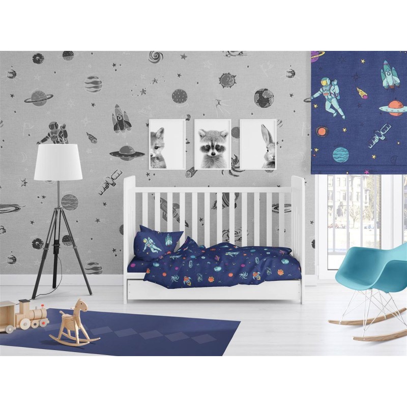 ΚΑΤΩΣΕΝΤΟΝΟ ΜΕ ΛΑΣΤΙΧΟ bebe Space 189 0,70X1,40X0,15 Blue Cotton 100%