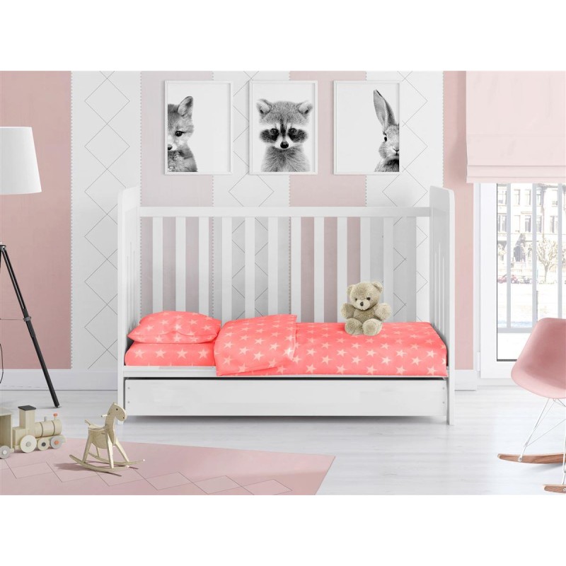 ΚΑΤΩΣΕΝΤΟΝΟ ΜΕ ΛΑΣΤΙΧΟ bebe Star 34 0,70X1,40X0,15 Coral Cotton 100%