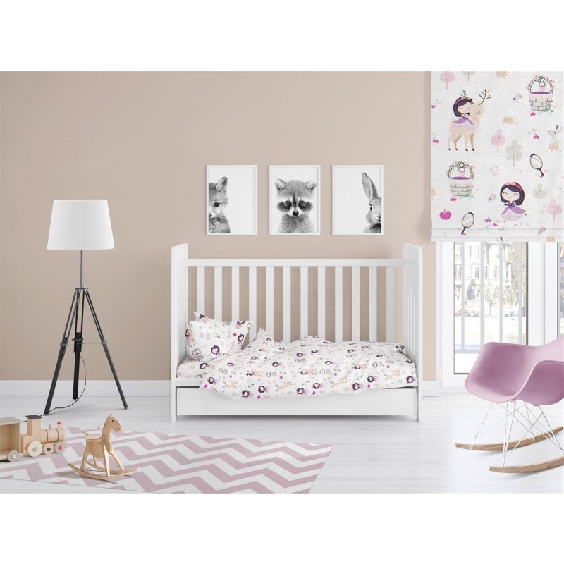 ΠΑΠΛΩΜΑ ΕΜΠΡΙΜΕ bebe Lily & Deer 179 120X160 White-Pink Cotton 100%