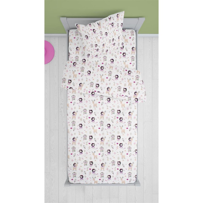 ΣΕΝΤΟΝΙΑ ΕΜΠΡΙΜΕ ΣΕΤ 3 τεμ kids Lily & Deer 179 160X240 White-Pink Cotton 100%