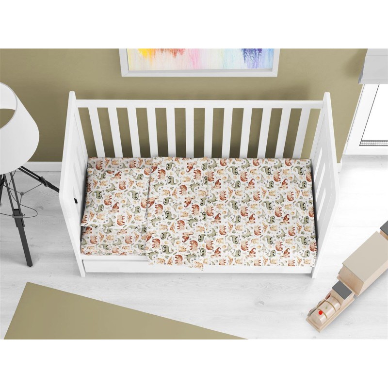 ΚΑΤΩΣΕΝΤΟΝΟ ΜΕ ΛΑΣΤΙΧΟ bebe Dinosaur 515 0,70X1,40X0,15 Beige 100% Cotton