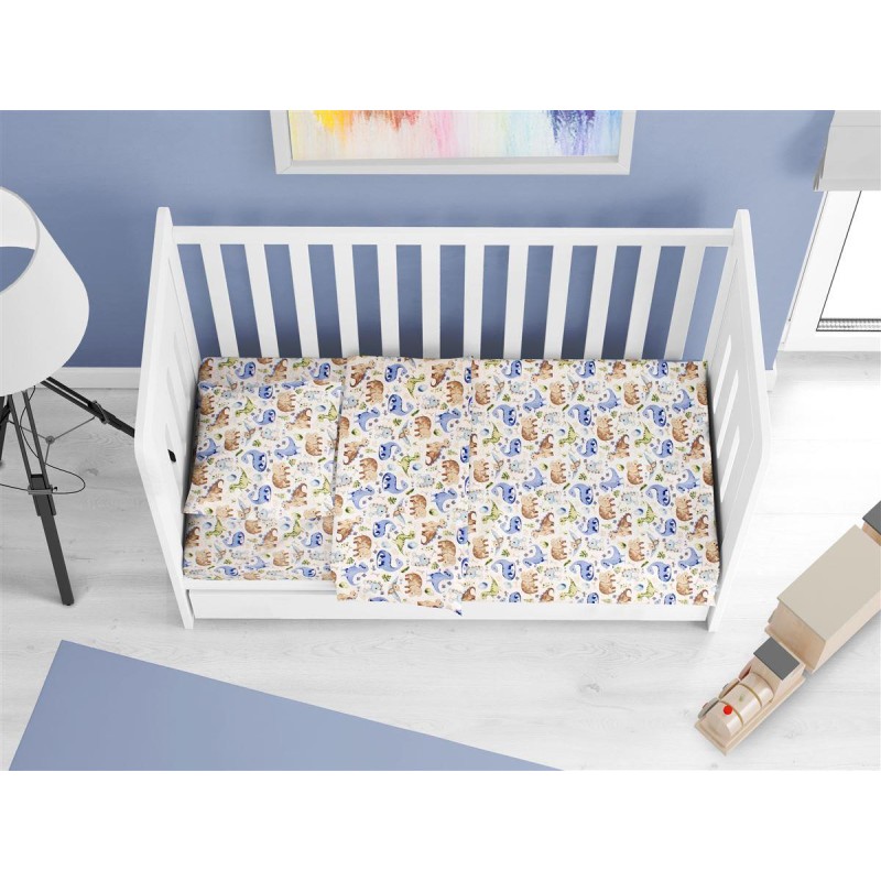 ΚΑΤΩΣΕΝΤΟΝΟ ΜΕ ΛΑΣΤΙΧΟ bebe Dinosaur 517 0,70X1,40X0,15 Sky Blue 100% Cotton