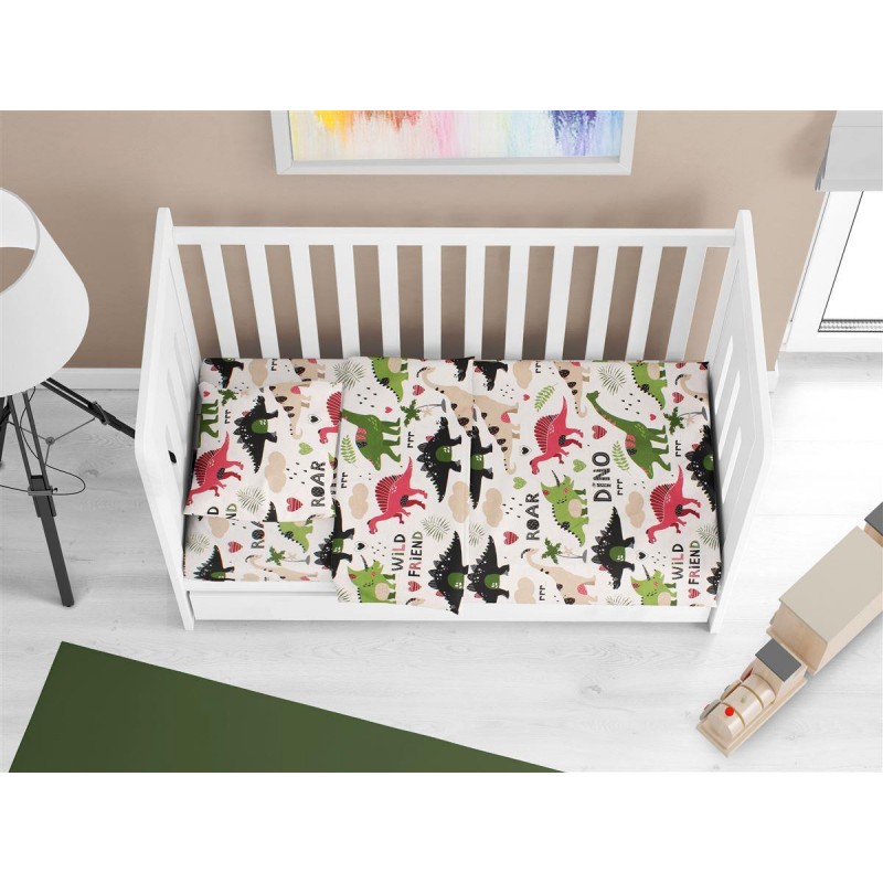 ΠΑΠΛΩΜΑ ΕΜΠΡΙΜΕ bebe Dinosaur 518 120X160 Multi-Colour 100% Cotton