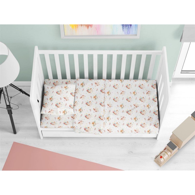 ΠΑΠΛΩΜΑ ΕΜΠΡΙΜΕ bebe Unicorn 209 120X160 White-Salmon Cotton 100%