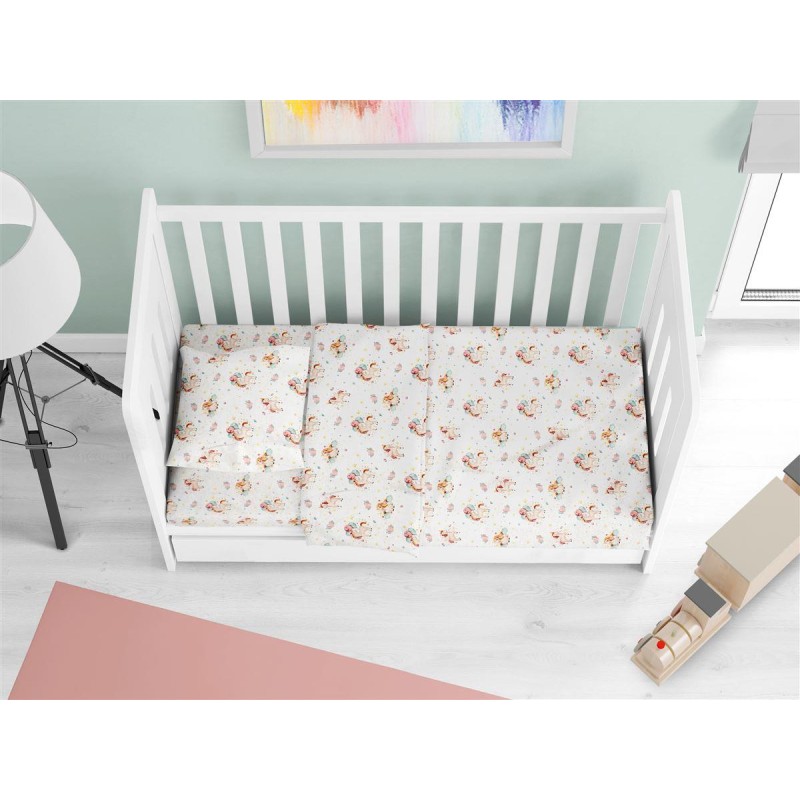 ΠΑΠΛΩΜΑΤΟΘΗΚΗ ΕΜΠΡΙΜΕ bebe Unicorn 209 120X160 White-Salmon Cotton 100%