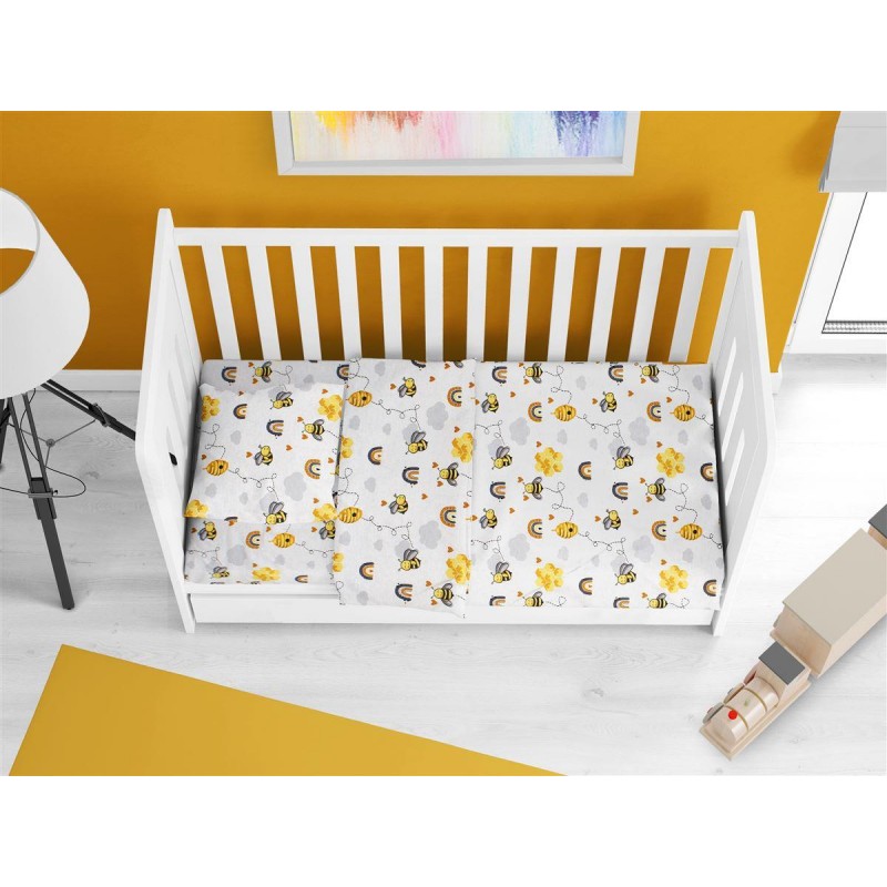 ΠΑΠΛΩΜΑΤΟΘΗΚΗ ΕΜΠΡΙΜΕ bebe Honey Bee 545 120X160 White-Yellow 100% Cotton