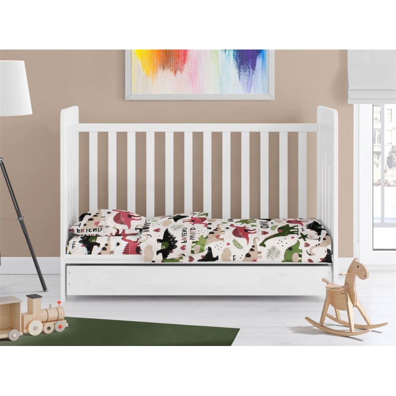 ΣΕΝΤΟΝΙΑ ΕΜΠΡΙΜΕ ΣΕΤ 3 τεμ bebe Dinosaur 518 120X160 Multi-Colour 100% Cotton