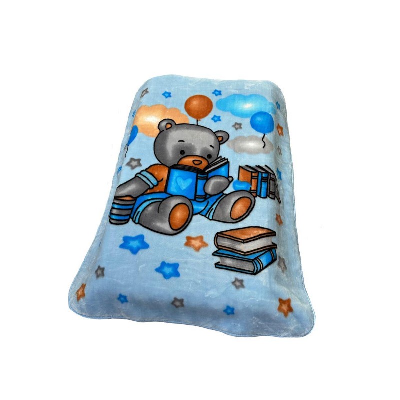 ΚΟΥΒΕΡΤΑ ΒΕΛΟΥΤΕ ΠΟΛΥΤΕΛΕΙΑΣ bebe Studying Bear 36 110X140 Baby Blue 100% Polyester