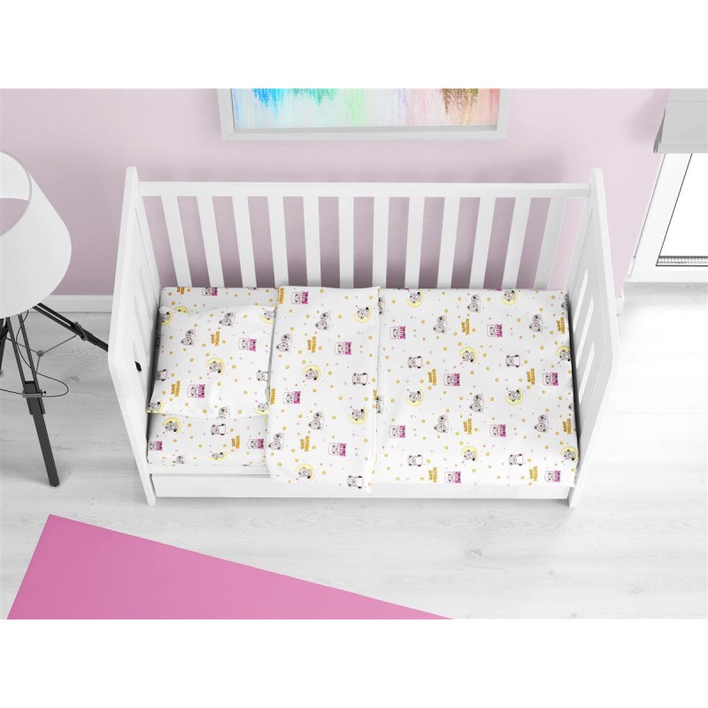 ΚΑΤΩΣΕΝΤΟΝΟ ΜΕ ΛΑΣΤΙΧΟ bebe Sweet Dreams 553 0,70X1,40X0,15 White-Pink 100% Cotton