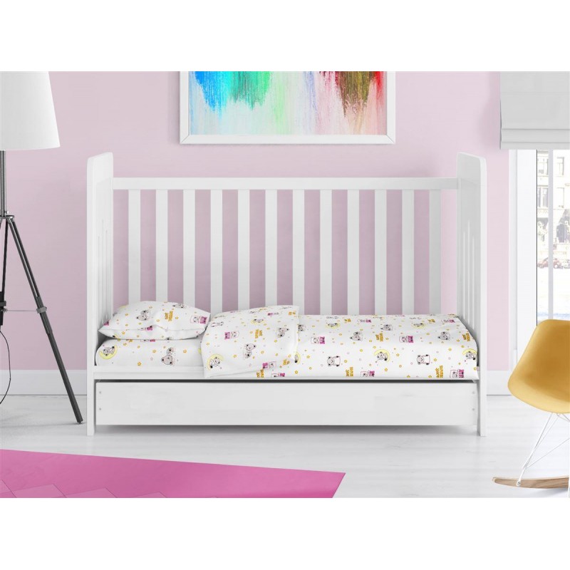 ΠΑΠΛΩΜΑΤΟΘΗΚΗ ΕΜΠΡΙΜΕ bebe Sweet Dreams 553 120X160 White-Pink 100% Cotton