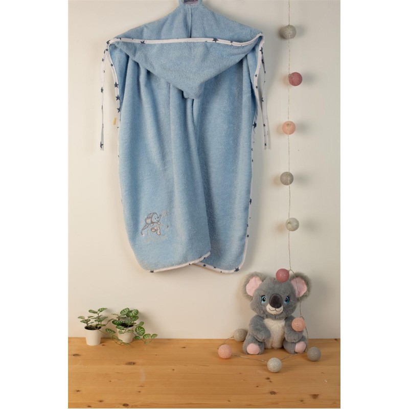 ΚΑΠΑ Με Κέντημα bebe Dreaming Elephant 166 75X85 Σιελ 100% Cotton