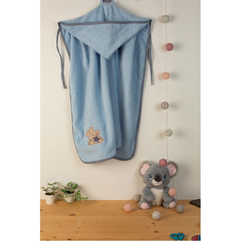 ΚΑΠΑ Με Κέντημα bebe Star Bear 151 75X85 Σιελ 100% Cotton