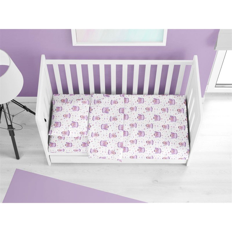 ΚΑΤΩΣΕΝΤΟΝΟ ΜΕ ΛΑΣΤΙΧΟ bebe Fairy 86 0,70X1,40X0,15 White-Lilac 100% Cotton Flannel