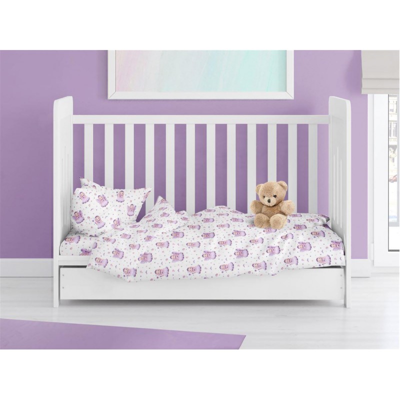 ΠΑΠΛΩΜΑ ΕΜΠΡΙΜΕ bebe Fairy 86 120X160 White-Lilac 100% Cotton Flannel