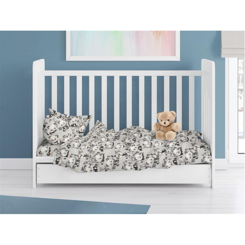 ΠΑΠΛΩΜΑ ΕΜΠΡΙΜΕ bebe Panda Bear 96 120X160 Grey 100% Cotton Flannel