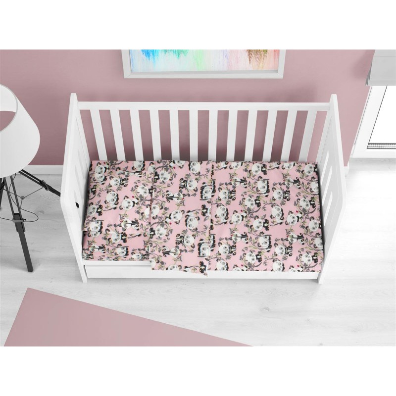 ΚΑΤΩΣΕΝΤΟΝΟ ΜΕ ΛΑΣΤΙΧΟ bebe Panda Bear 97 0,70X1,40X0,15 Pink 100% Cotton Flannel