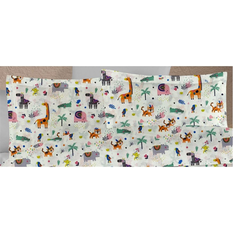 ΜΑΞΙΛΑΡΟΘΗΚΗ ΕΜΠΡΙΜΕ kids Zoo 556 50X70 White-Multi 100% Cotton