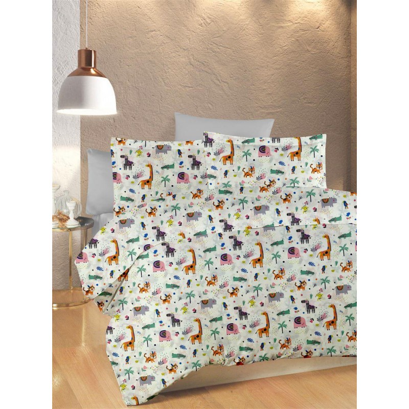 ΠΑΠΛΩΜΑ ΕΜΠΡΙΜΕ bebe Zoo 556 120X160 White-Multi 100% Cotton