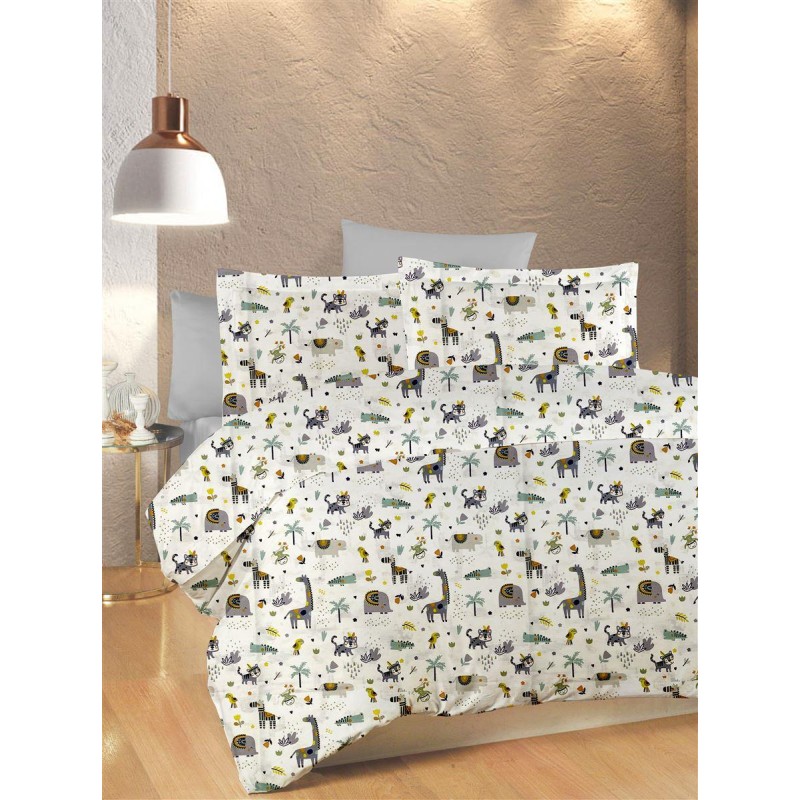 ΚΑΤΩΣΕΝΤΟΝΟ ΜΕ ΛΑΣΤΙΧΟ bebe Zoo 557 0,70X1,40X0,15 White-Grey 100% Cotton