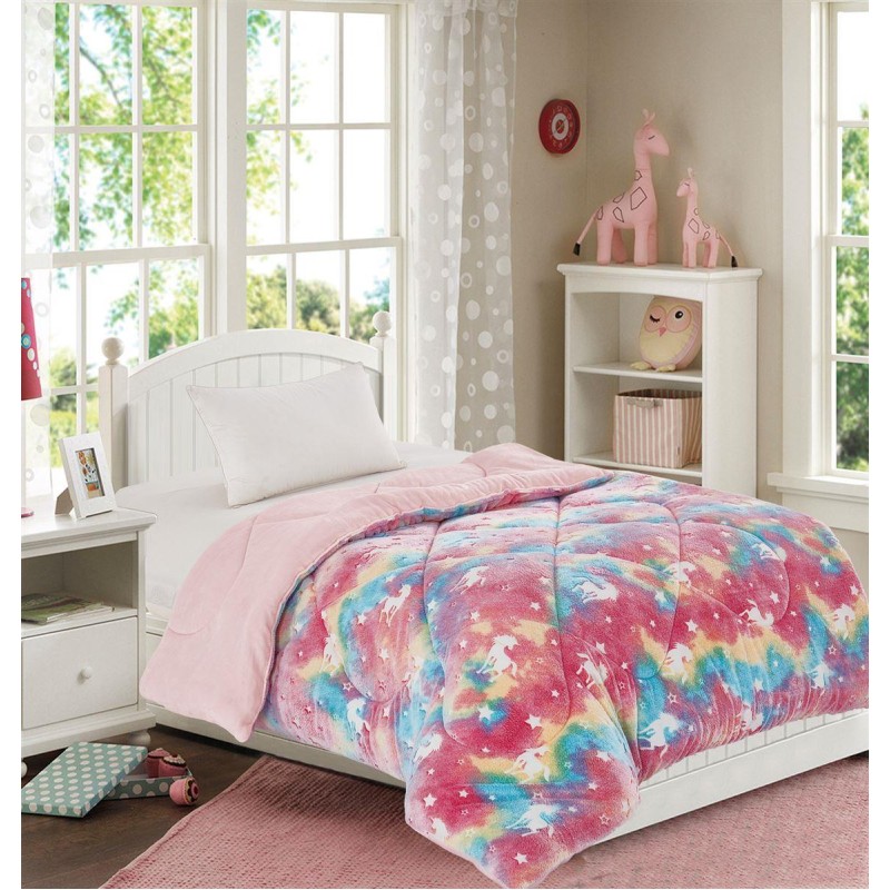 Κουβερτοπάπλωμα φωσφορίζον Unicorn 160X220 Pink 100% Polyester