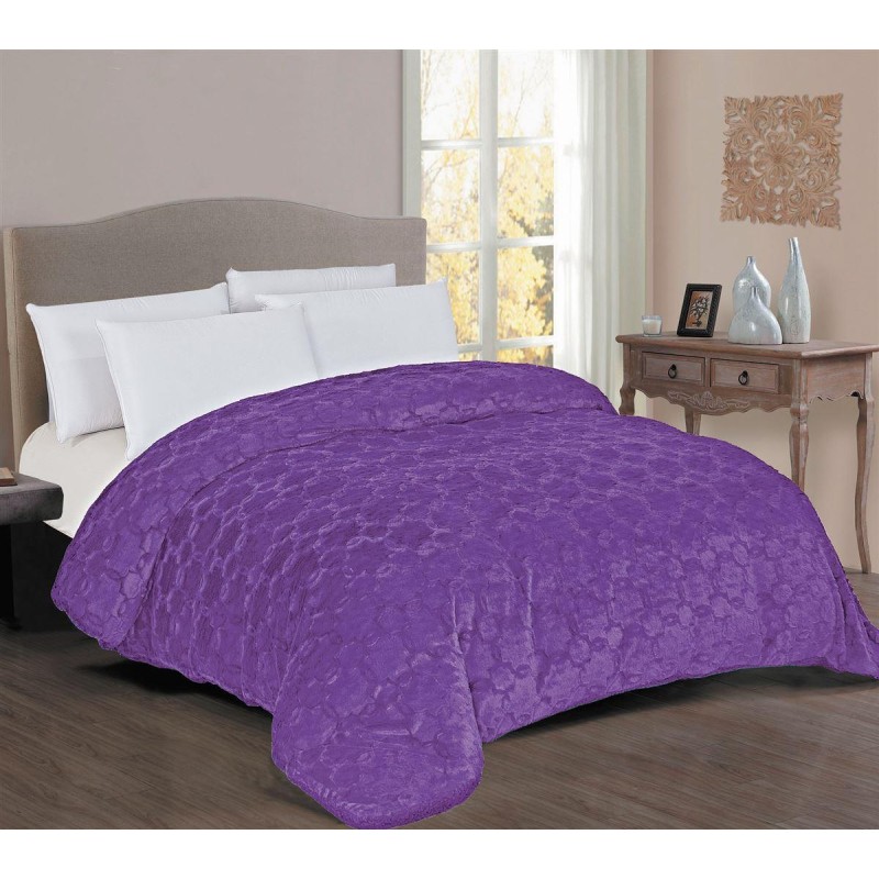 Κουβερτοπάπλωμα Γούνα-Sherpa 730 gsm 1830 Purple 220X240 100% Polyester