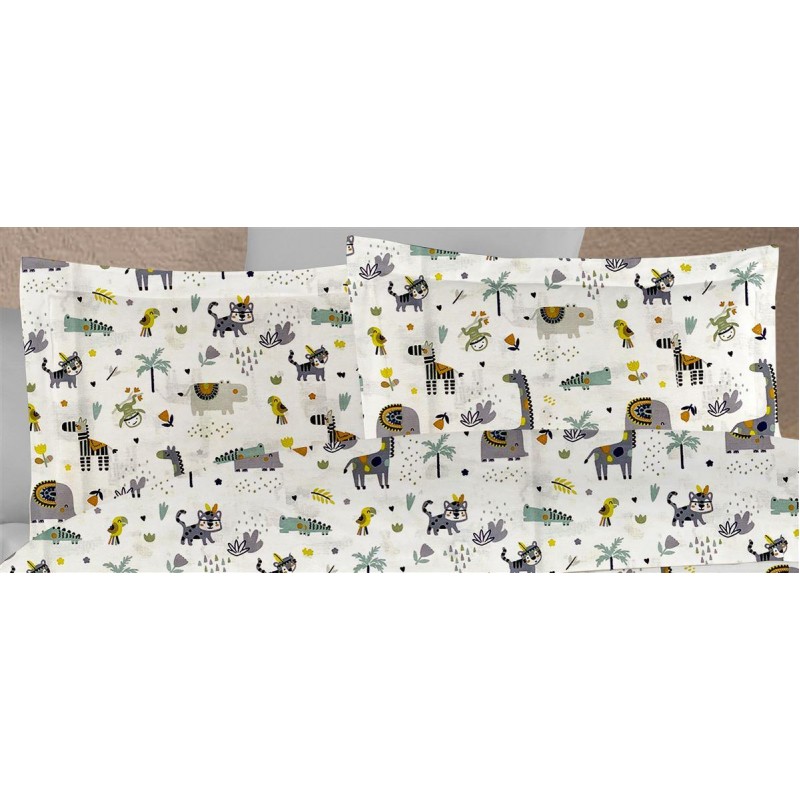 ΜΑΞΙΛΑΡΟΘΗΚΗ ΕΜΠΡΙΜΕ kids Zoo 557 50X70 White-Grey 100% Cotton