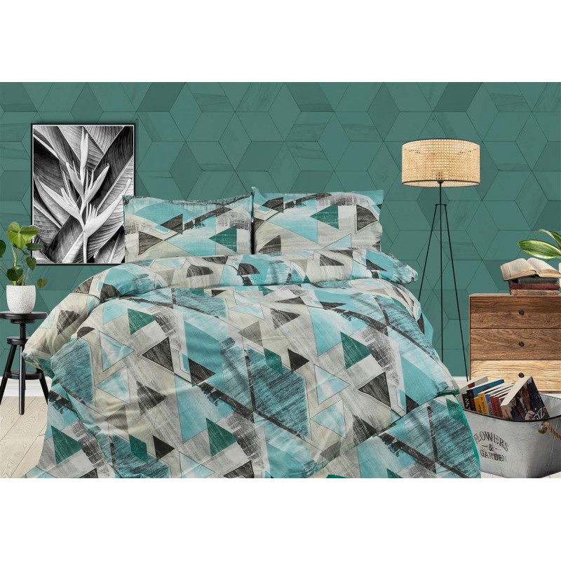 ΠΑΠΛΩΜΑΤΟΘΗΚΗ ΕΜΠΡΙΜΕ Geometrical 332 220X240 Petrol 100% Cotton Flannel