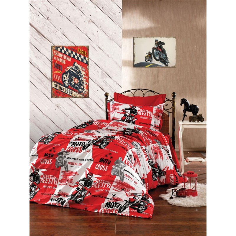 ΠΑΠΛΩΜΑΤΟΘΗΚΗ ΕΜΠΡΙΜΕ kids Motocross 288 160X240 Red 70/30 Cott/Pol